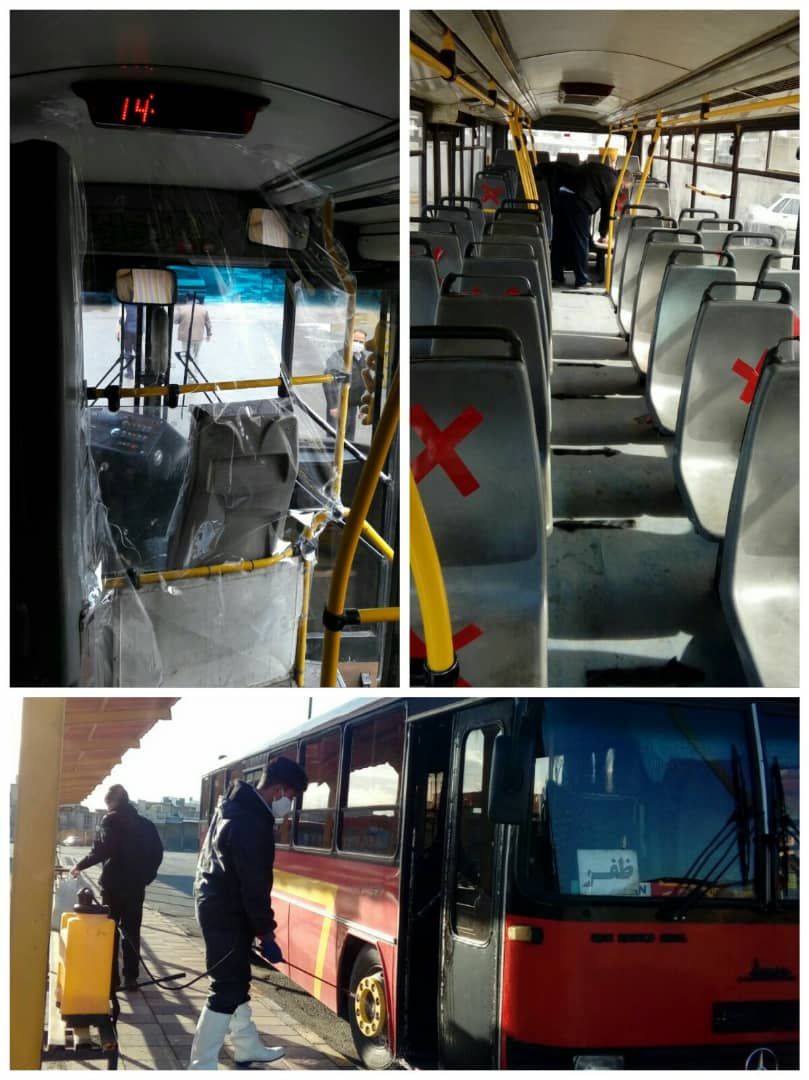 اجرای طرح فاصله گذاری فیزیکی در ناوگان اتوبوسرانی شهر کرمانشاه