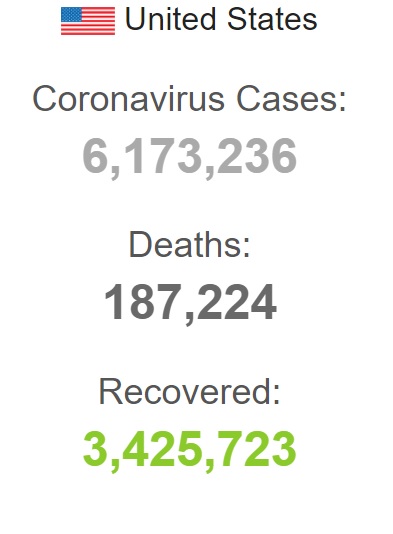 عبور جانباختگان کرونا در آمریکا از مرز ۱۸۷ هزار نفر