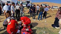 ۱۱ مصدوم بر اثر واژگونی مینیبوس در محور مهاباد به ارومیه